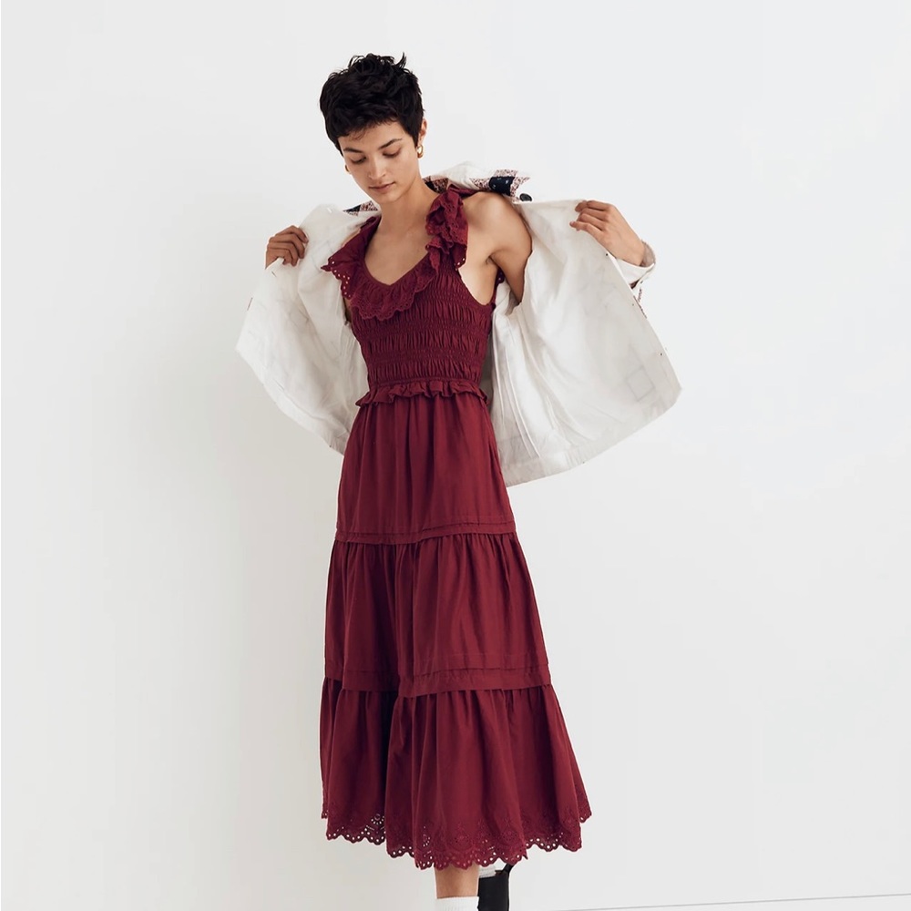 Madewell Lucie Embroidered Cotton Midi Dress Size 2
